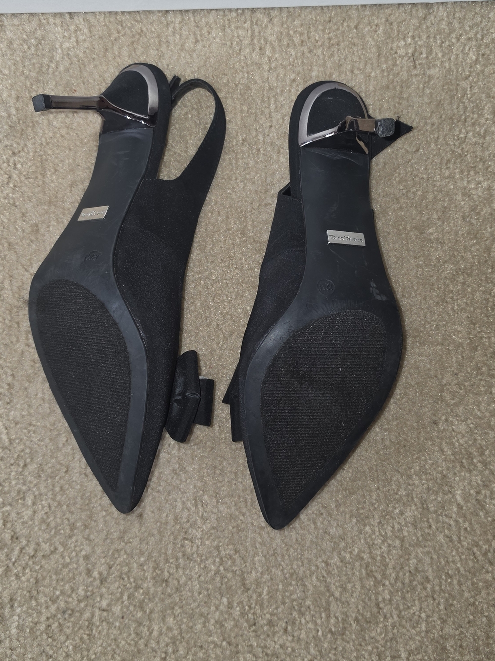 Black Bow Slingback Heels with Metallic Stiletto Size 12 - Picture 8 of 8